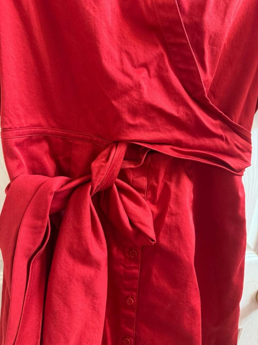 Red Wrap Shirt Dress - Picture 4 of 5